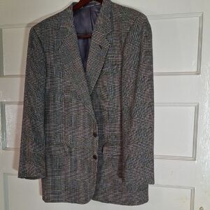 Classic Black and White Checkered Men's Blazer